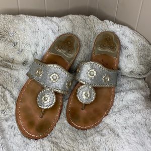 Jack Rogers Silver Sandals w/ Platinum trim